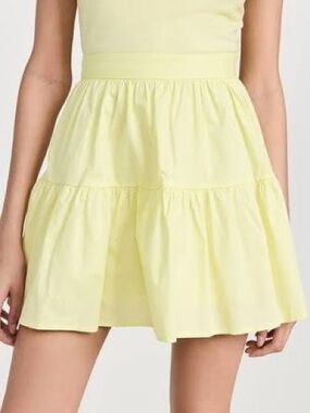 NWT STAUD MINI SEA SKIRT SUNRAY Yellow Tiered Mini Skirt SIZE 6